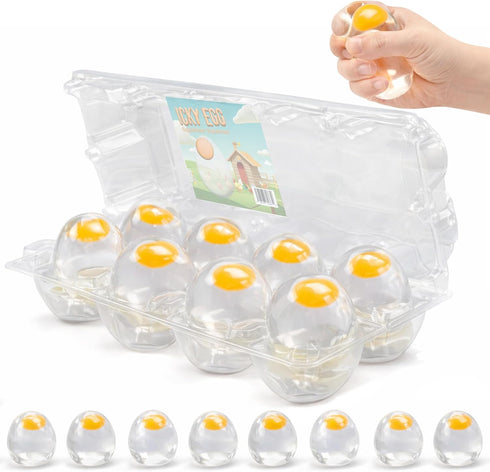 Namre' (8-Pack) Namre Squishy Ball Splat Eggs Clear Egg Yolk Stress Relief Toys Squeeze Fidget Toys for Kids & Adults