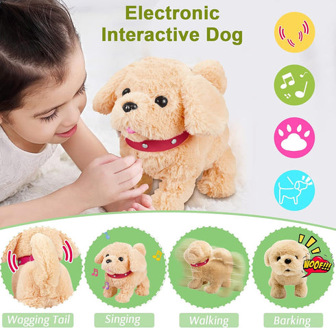 Koonie Toy Dog, Singing, Walking, Barking, Tail Wagging Plush Interactive Toy for Kids Ages 2-5