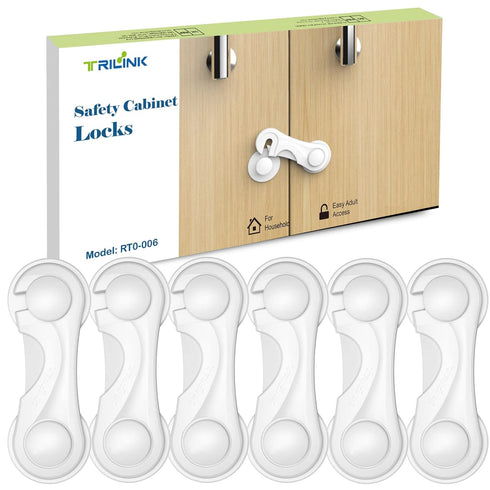 TRILINK Cabinet Locks for Babies 6 Pack, Baby Proofing Baby Safety Locks, Child
