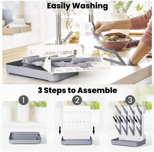 WillMall Countertop 12 Baby Bottle Drying Rack: Vertical Space Saving Large Bottles Holder - Standing Boon Dryer Rack