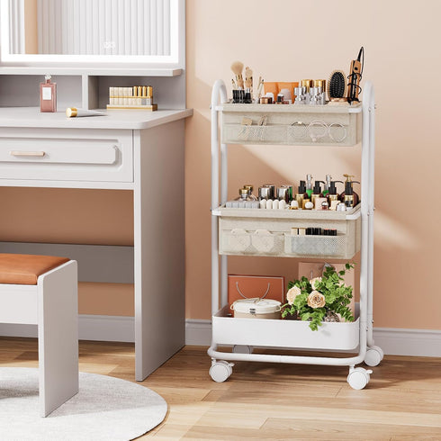 3 Modanais Baby Diaper Caddy Organizer Cart - Tier Rolling Storage Cart with Wheels, Baby Essentials Nursery Storage