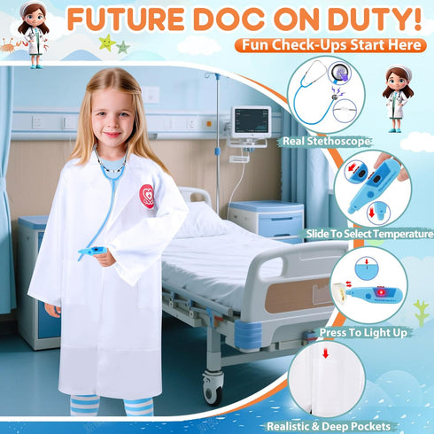 IVENRXIU 4 1 Set-Police 3-8, Toddler Dress Up Clothes, Kids Role Play Costumes In Doctor Fireman Engineer for Kids Boys