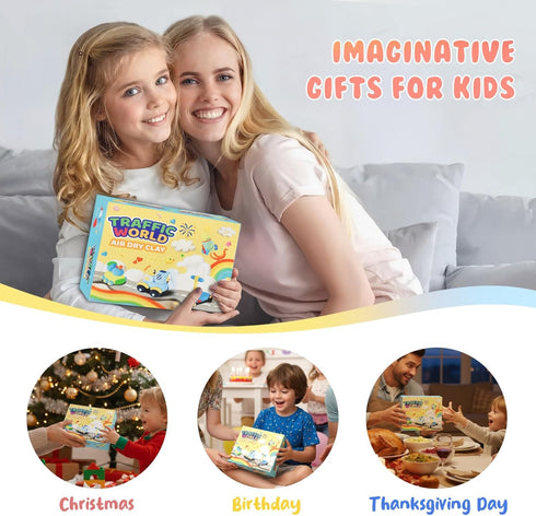 hittaty 12 Air Dry Clay Kits for Kids - Traffic Model Magic Clay, Boxes Molding Clay for Kids with Sculpting Tools