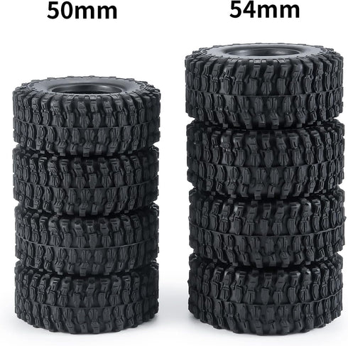 1.0" Crawler Tires 4PCS Micro Rubber Tires for 1/24 RC Crawler Car Axial SCX24 (54mm)