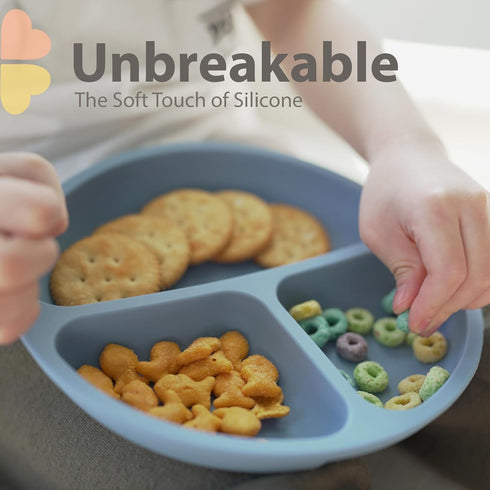 Suction Plates for Babies & Toddlers - 100% Food-Grade Silicone, Baby Led Weaning Supplies, 3 Pack