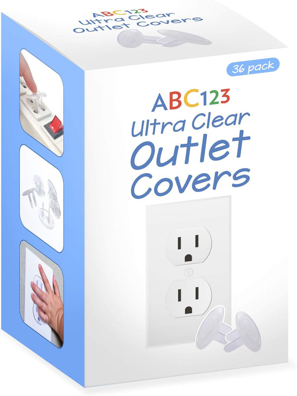 ABC123 Outlet Plug Covers, 36 Pack Clear Child Proof Electrical Outlets Protector