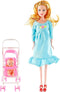 FunPa Pregnant Doll, Mom Doll with Baby Doll Trolley, Blue