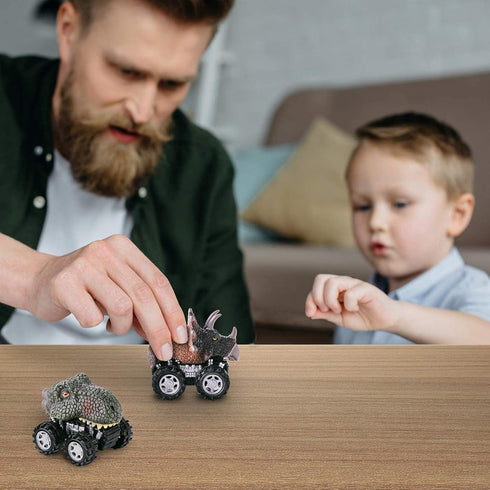 Dinosaur Toys for 3-7 Year Old Kids - Pull Back Dinosaur Cars, 4 Pack Set Car Toys, Gift Toys Dino Cars
