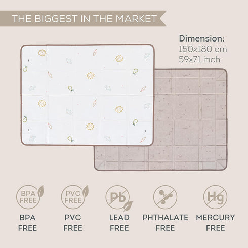 59.1"71" Taf Toys Foldable Soft Foam Baby Play Mat Waterproof Reversible Kids Play Mat for Floor Soft Foam Playmat