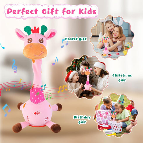 10 MIAODAM Dancing Giraffe Interactive Toy, Singing Children's Song, Stuffed Baby Toy Repeats What You Say, Colorful