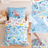 4-Piece Set Set PERFEMET Toddler Bedding Boys Cars Toddler Comforter with Sheets Reversible Lightweight Blue Vehicles