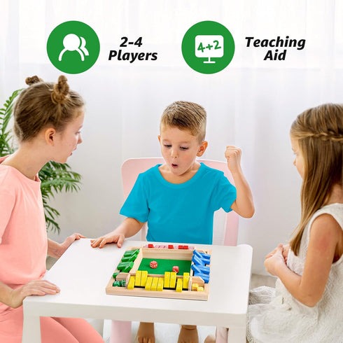 Pesnftr Game,2-4 Kids,8 Shut The Box Player Family Wooden Board Games,Family Math Games for Adults and Dices Classics