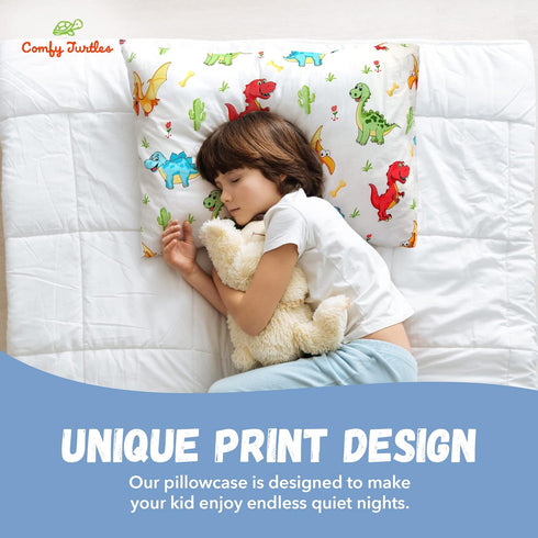 Toddler Pillowcase 13x18 Dinosaur - Soft Cotton Travel Pillowcase Cover for Toddler Boys
