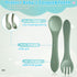 6 Pieces Silicone Baby Feeding Forks and Spoons Set - Self Feeding Supplies for Over 6 Months Babies (Nature Color)