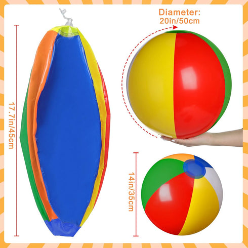 Honoson 30 Pieces 20 Inch Inflatable Beach Balls - Large Blow Up Pool Game Toys for Summer Swimming Parties