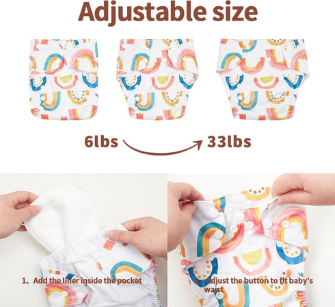 Happy Flute 9 Sets Girls(6-33 pounds,0-3 Bag+4Diapers 4Inserts (AD06) HappyFlute Newborn Baby Cloth Pocket Diapers