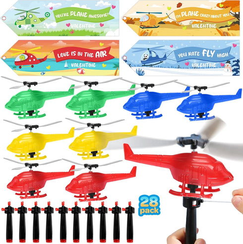 SANANT Valentines Day Gifts For Kids, 28 Pack Airplane Launcher Toys with Cards