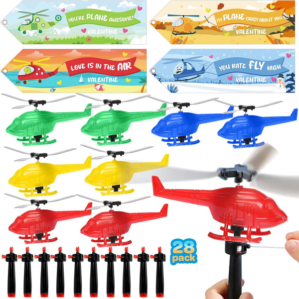 SANANT Valentines Day Gifts For Kids, 28 Pack Airplane Launcher Toys with Cards