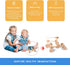 WODI Wooden Building Blocks 60pcs Large Natural Wood STEM Building Blocks for Kids Ages 4-8