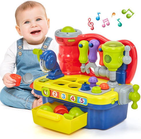 Toddler Toys for Boys Girls, Multifunctional Music Light Workbench for 2-Year-Old Boy, Birthday Gift