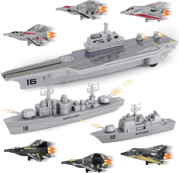 Model Military Naval Ship Aircraft Carrier Toy Play Set with Small Scale