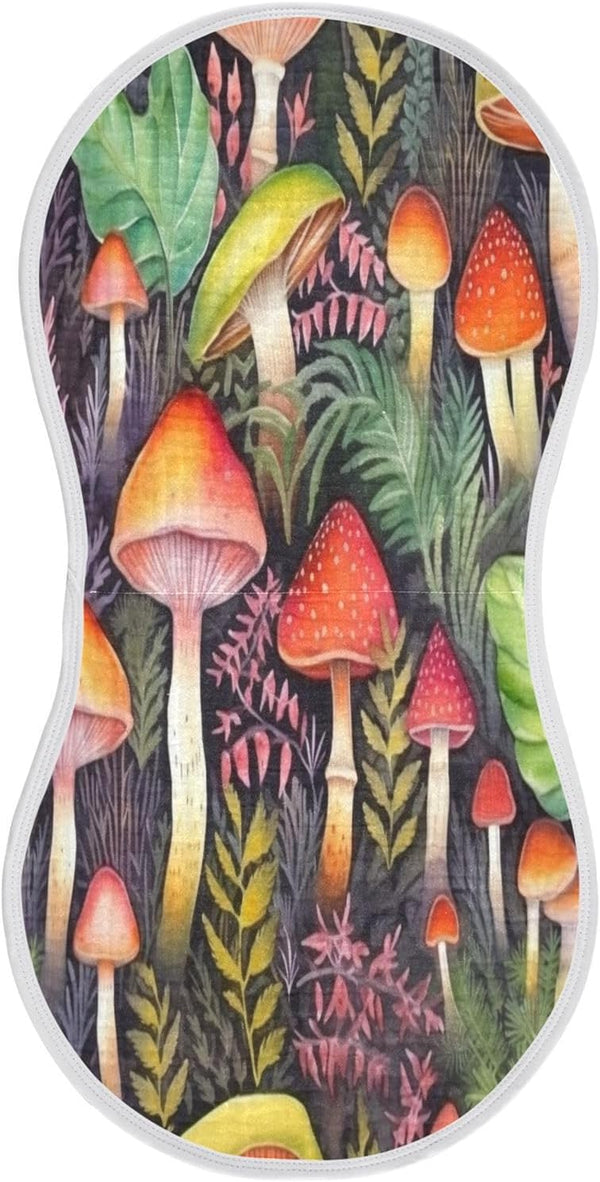Bulletgxll Watercolor Mushrooms Unisex Baby Burp Cloths Set of 4, Soft Absorbent Organic