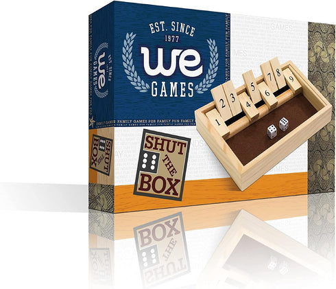 9 11 inches WE Games Classic Dice Board Game Number Flip Tiles with Natural Wooden Box