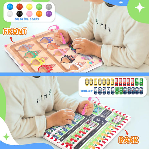 2 1 3-6 wakeInsa in Magnetic Color and Number Maze,Montessori Toy for Years Old,Wooden Magnet Balls Puzzles,Toddler
