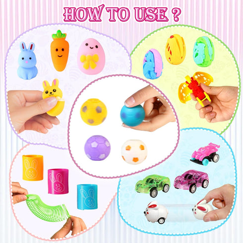 KPHNGB 300 PCS Bulk Prefilled Easter Eggs with Toys for Kids- Easter Basket Stuffers Fillers, Plastic Easter Eggs Party