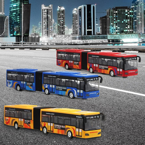 City Bus Die Cast Alloy Toy for Kids, Pull Back Metro Electric Bus with Sounds and Lights, Educational Gift for Ages 3+