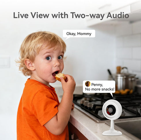 xpai 3MP 2-Way 64GB Indoor Camera for Home, Indoor Camera no Subscription Baby Monitor for Google TV Display, No