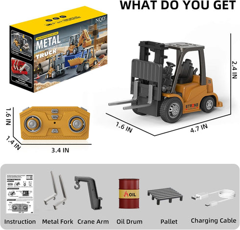 cxjoigxi 1/64 2 1 6+ Mini RC Forklift Toy, Forklift Truck Rechargeable, App & Remote Control, in Transformable Lift