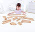 24 Pack| Hape Pcs Wooden Railway Super Expansion Rail Compatible with Other Wooden Tracks