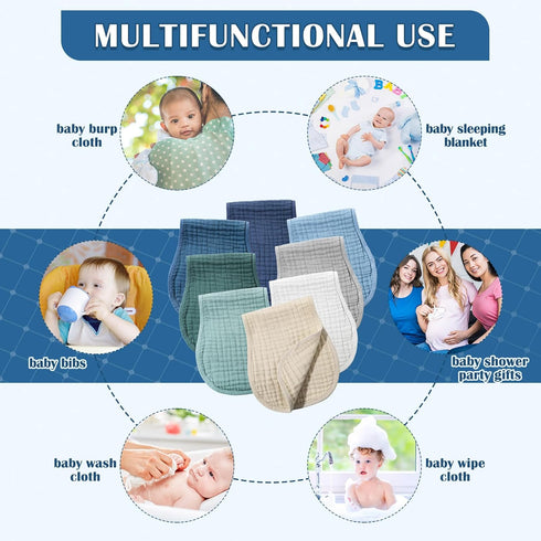 8 Pack 20 10 Inch Frienda Muslin Burp Cloths for Baby Large x Cotton Burp Rags for Spit up Drool Absorbent Soft