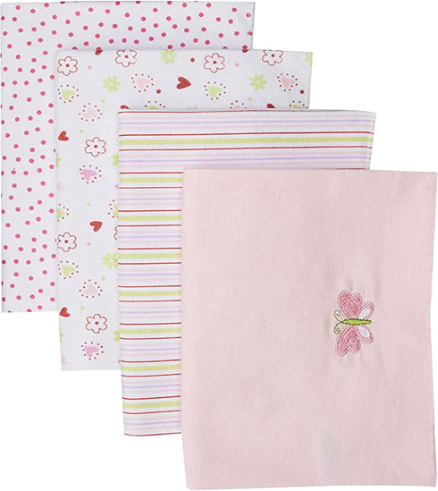 Spasilk Baby 4 Pack 100% Cotton Flannel Receiving Blanket