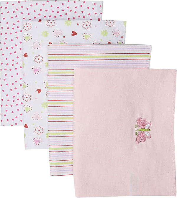 Spasilk Baby 4 Pack 100% Cotton Flannel Receiving Blanket