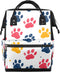 Hsnar Paw Print Colorful Waterproof Diaper Bag Backpack Large Capacity Baby Bag with