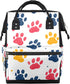Hsnar Paw Print Colorful Waterproof Diaper Bag Backpack Large Capacity Baby Bag with