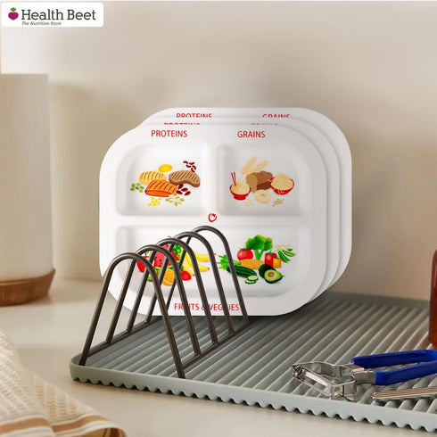 Health Beet MyPlate Portion Control Plate, 3 Divided Sections for Proteins, Grains & Veggies, 1 Pack