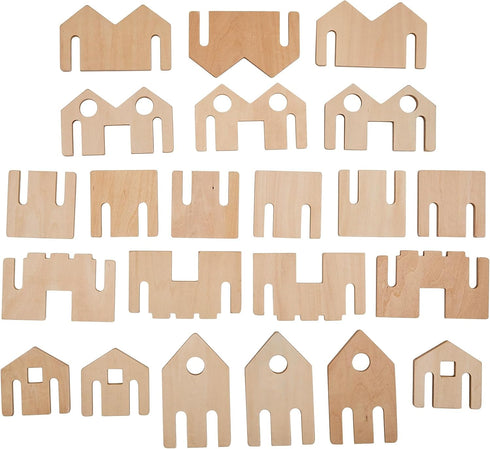 Little Happy Architect - Set of 22 Wooden Blocks for Toddlers, Ages 18m+, Create Village Layouts