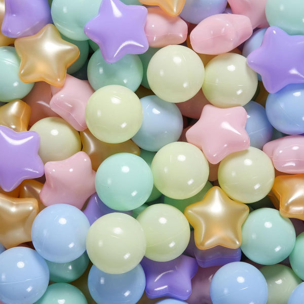 Star Ball Pit Balls for Toddlers - 200pcs Macaron Ocean Balls, Phthalate Free, Non-Toxic Crush Proof Play Balls