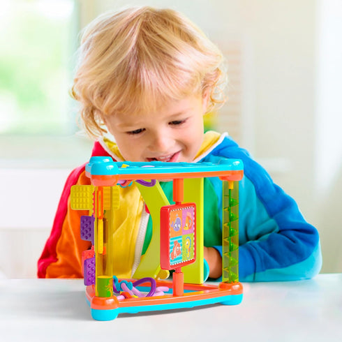Lollipop Interactive Toddler Activity Triangle - Montessori Activity Cube for Play and Learning with Shapes and Colors
