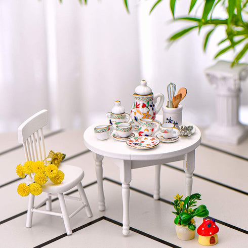 37 1:12 16 6 15 Set(Flora Skylety Pieces Scale Miniatures Dollhouse Kitchen Accessories Include Plates Knife Fork