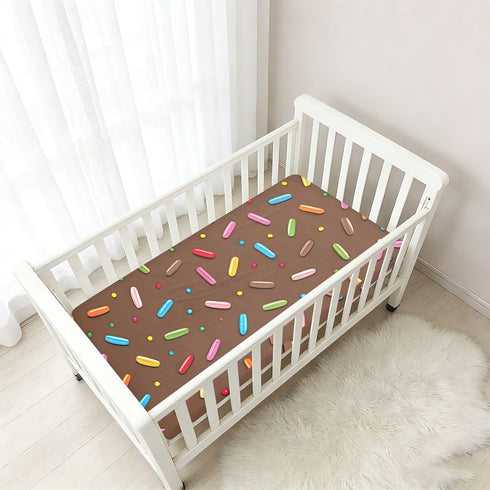 CZXW 52" 28" Colorful Sprinkles Chocolate Crib Sheets Fitted x Natural Cotton Soft & Breathable for Baby Crib Mattress