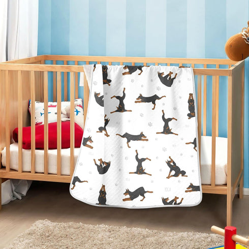 30" 40", Multi1 Swaddle Blanket Exercises Doberman Dog Cotton Blanket for Infants, Receiving Blanket, Lightweight Soft