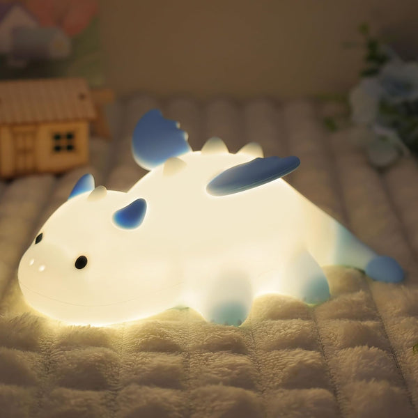 Ammonite Dragon Night Light, Cute Dragon Lamp with 8 Color Lights, Soft