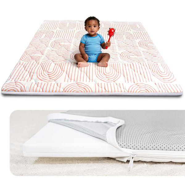 Foam Baby Play Mat 50x50, Removable and Machine Washable Cover, Thicken Cushioning