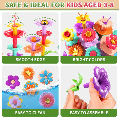Garbo Star 3 4 5 3-5 Flower Garden Building Toys for Girls, Educational Activity Preschool Birthday Gifts for Year Old