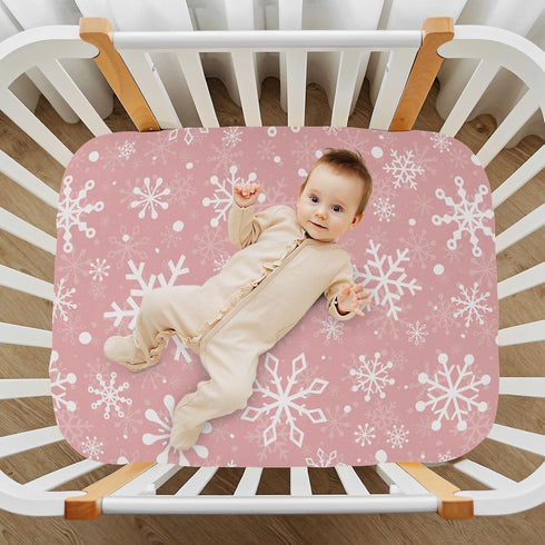 J JOYSAY Pack Pad,52 28 Christmas Snowflakes Fitted Crib Sheet for Boys Girls Baby Crib Sheet Crib Mattress Sheet Soft