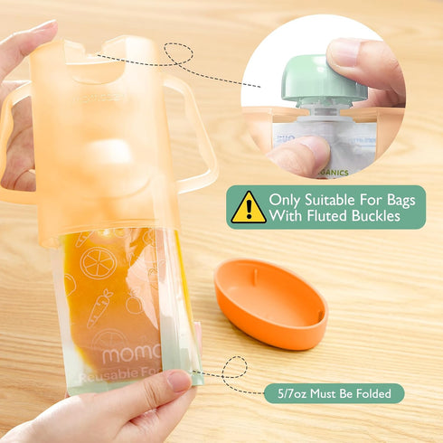 Momcozy 2Pcs Baby Pouch Holder No Squeeze, Baby Food & Juice Box Holder, Mess-Free, Easy Grip for Self-Feeding